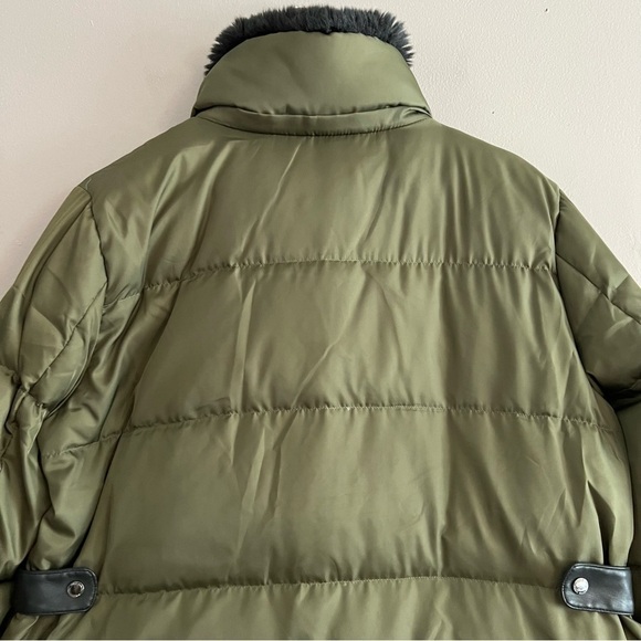 Vince Camuto Women's Faux Fur Trim Down Puffer Coat Green Size Large - Picture 5 of 16